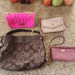 Coach Brown and Pink Signature Clutches Set